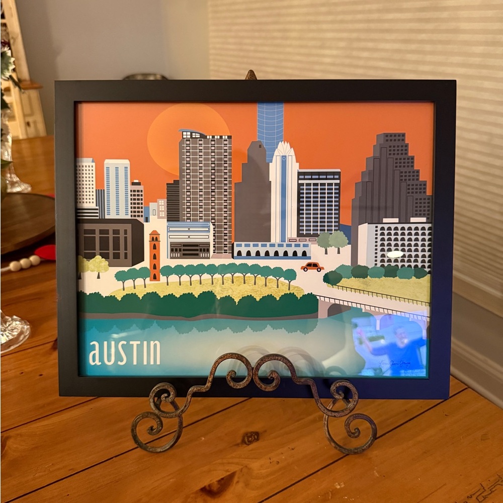 Austin Texas Horizontal Skyline Cityscape Framed Art Print by Karen Young